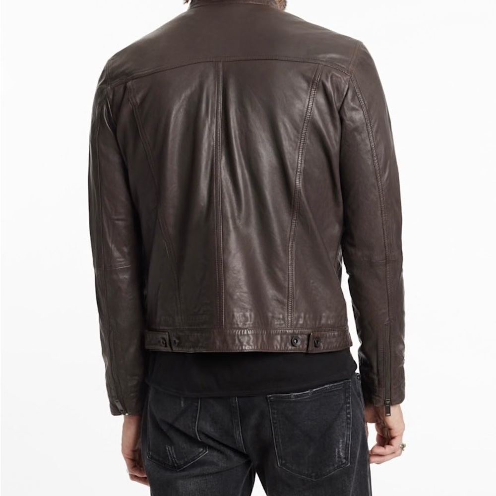 John Varvatos “Brando” Chocolate Leather Jacket - Picture 7 of 11